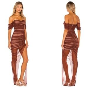 Nookie Dita Mesh Gown in Chocolate & Nude